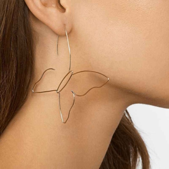 Any 2/$20! Gold Ear Wire Threader Butterfly Silhouette Earrings - Picture 3 of 8